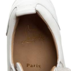 Pre Owned Christian Louboutin White Leather Gondola Strass Low Top Sneakers Size 37.5