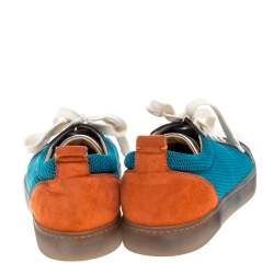Pre Owned Christian Louboutin Multicolor Mesh, Suede and Leather Louis Junior Spikes Sneakers Size 37.5