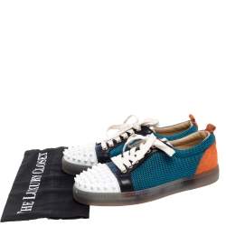 Pre Owned Christian Louboutin Multicolor Mesh, Suede and Leather Louis Junior Spikes Sneakers Size 37.5