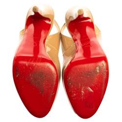 Pre Owned صندل كريستيان لوبوتان "إن°بريفي" فتحة كعب و مقدمة مفتوحة جلد لامع بيج مقاس 38