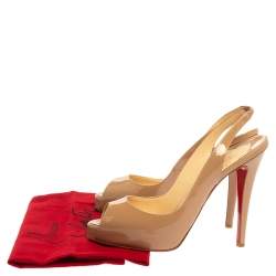 Pre Owned صندل كريستيان لوبوتان "إن°بريفي" فتحة كعب و مقدمة مفتوحة جلد لامع بيج مقاس 38