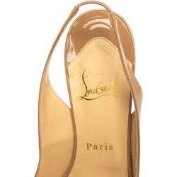 Pre Owned صندل كريستيان لوبوتان "إن°بريفي" فتحة كعب و مقدمة مفتوحة جلد لامع بيج مقاس 38