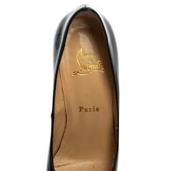 Pre Owned Christian Louboutin Black Patent Leather Very Prive Platform Pumps Size 38.5
