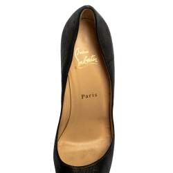 Pre Owned Christian Louboutin Metallic Grey Leather Very Prive Peep Toe Platform Pumps Size 39