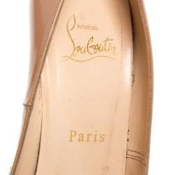 Pre Owned Christian Louboutin Beige Patent Leather Bianca Platform Pumps Size 37