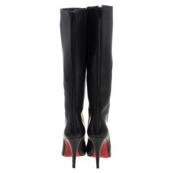 Pre Owned Christian Louboutin Black Leather New Simple Botta Knee Length Boots Size 36