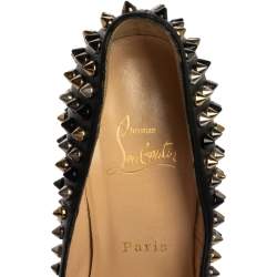 Pre Owned Christian Louboutin Black Spiked Leather Daffodile Platform Pumps Size 37
