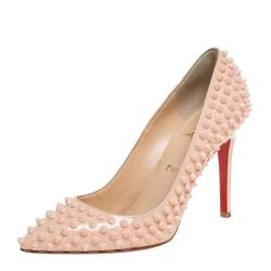 Christian Louboutin Pigalle Spikes Red Sole Pump, White Multi