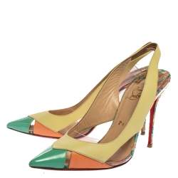 Pre Owned Christian Louboutin Tricolor Python Embossed/Leather and PVC Air Chance Sling Back Sandals Size 40 