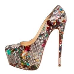Christian Louboutin Python Leather Daffodile Platform Pumps Size 38