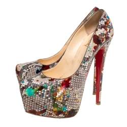 Christian Louboutin Python Leather Daffodile Platform Pumps Size 38