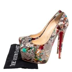 Christian Louboutin Python Leather Daffodile Platform Pumps Size 38