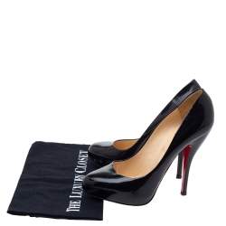 Pre Owned Christian Louboutin Black Patent Leather Rolando Platform Pumps Size 38.5