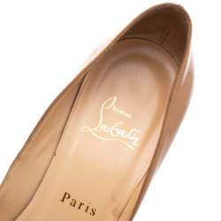 مملوكة مسبقًا Christian Louboutin Beige Patent Leather New Very Prive Peep Toe Platform Pumps Size 38
