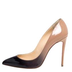 Pre Owned Christian Louboutin Beige/Black Patent Leather So Kate Degrade Pumps Size 38