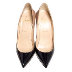 Pre Owned Christian Louboutin Beige/Black Patent Leather So Kate Degrade Pumps Size 38