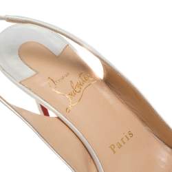 مملوكة مسبقًا Christian Louboutin White Leather And PVC Pointed Toe Slingback Sandals Size 35.5