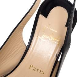 Pre Owned صندل كريستيان لوبوتان فتحة كعب جلد أسود مقاس 40