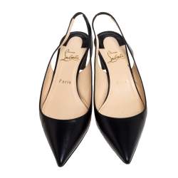 Pre Owned صندل كريستيان لوبوتان فتحة كعب جلد أسود مقاس 40