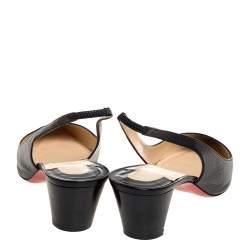 Pre Owned صندل كريستيان لوبوتان فتحة كعب جلد أسود مقاس 40