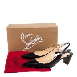 Pre Owned صندل كريستيان لوبوتان فتحة كعب جلد أسود مقاس 40