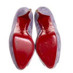 Pre Owned Christian Louboutin Violet Suede Lady Peep Toe Platform Pumps Size 38.5