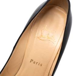 Pre Owned Christian Louboutin Black Leather Bibi Platform Pumps Size 38