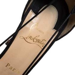 Pre Owned Christian Louboutin Black Suede Riri Pointed Toe Pumps Size 37