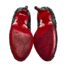 Pre Owned Christian Louboutin Metallic Olive Green Python Leather Fifi Pumps Size 35