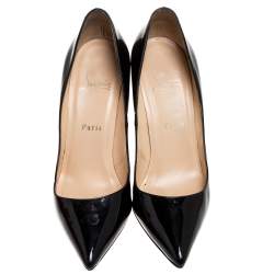 Pre Owned Christian Louboutin Black Patent Leather Pigalle Pointed Toe Pumps Size 38.5