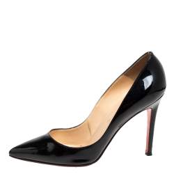Pre Owned Christian Louboutin Black Patent Leather Pigalle Pointed Toe Pumps Size 38.5