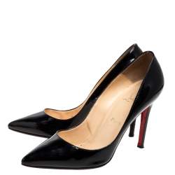 Pre Owned Christian Louboutin Black Patent Leather Pigalle Pointed Toe Pumps Size 38.5