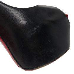 Pre Owned Christian Louboutin Black Leather Highness Peep Toe Platform Pumps Size 38.5