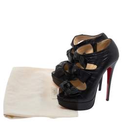 Pre Owned Christian Louboutin Black Leather Madame Butterfly Booties Size 35.5
