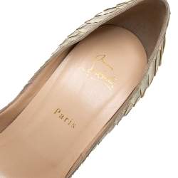 Christian Louboutin Grey/Beige Python Leather Altadama Peep Toe Platform Pumps Size 41