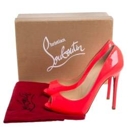 Pre Owned Christian Louboutin Pink Patent Leather Very Prive Peep Toe Pumps Size 39.5