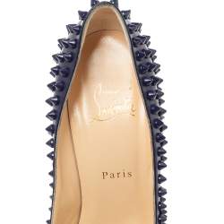 مملوكة مسبقًا Christian Louboutin Blue Leather Fifi Spike Pumps Size 38.5