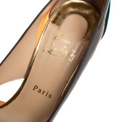 Pre Owned Christian Louboutin Multicolor Patent Leather And PVC Slingback Pointed Toe Pumps Size 39