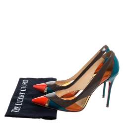 Pre Owned Christian Louboutin Multicolor Patent Leather And PVC Slingback Pointed Toe Pumps Size 39
