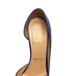 Pre Owned Christian Louboutin Blue Patent Leather Iriza D'orsay Pointed Toe Pumps Size 35.5