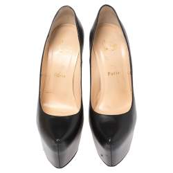 Pre Owned Christian Louboutin Black Leather Daffodile Platform Pumps Size 39.5