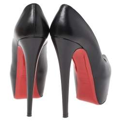 Pre Owned Christian Louboutin Black Leather Daffodile Platform Pumps Size 39.5