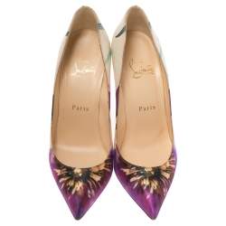 مملوكة مسبقًا Christian Louboutin Multicolor Floral Printed Canvas Pointed Toe So Kate Pumps Size 37