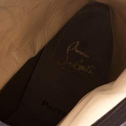 Pre Owned Christian Louboutin Dark Brown Pleated Suede Prios Mid Calf Boots Size 39.5