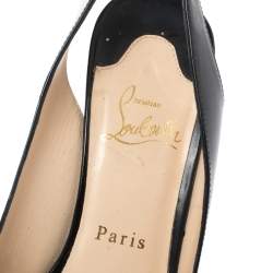 Pre Owned Christian Louboutin Black Patent Leather Marplesoft Slingback Wedge Sandals Size 39