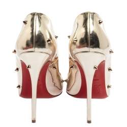 Pre Owned Christian Louboutin Metallic Silver Leather Degraspike Pumps Size 38.5
