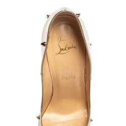 Pre Owned Christian Louboutin Metallic Silver Leather Degraspike Pumps Size 38.5