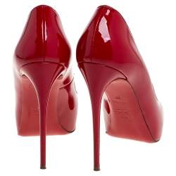 مملوكة مسبقًا Christian Louboutin Red Patent Leather New Very Prive Peep Toe Pumps Size 37