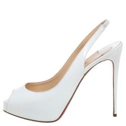 Pre Owned Christian Louboutin White Patent Leather Very Prive Slingback Sandals Size 37