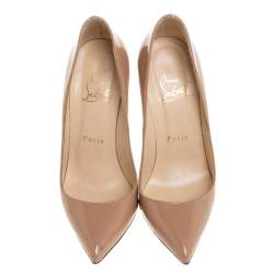 Pre Owned Christian Louboutin Beige Patent Leather So Kate Pointed Toe Pump Size 36
